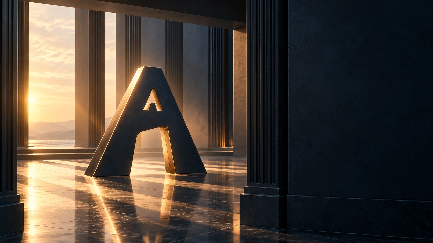 Conceptual architectural brand visual featuring the ALAAEDDINE GROUP A sculpture.